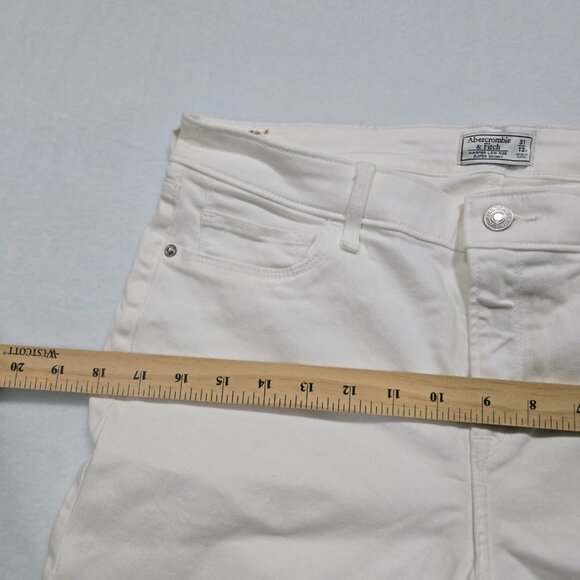 Abercrombie & Fitch Jeans Women Size 31/12 Ivory Super Skinny Low Rise Stretch - Picture 11 of 15